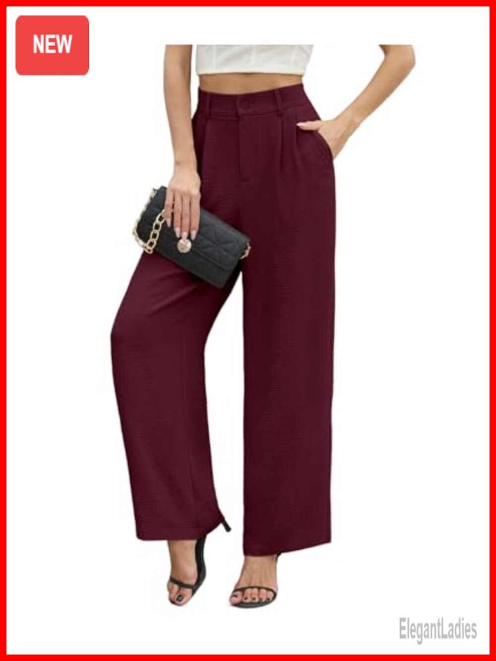 Wide Leg High Waisted Business Casual Pants with Pockets